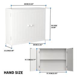 Kelvenix Double Door Bathroom Cabinet Wall-Mount in White - thumbnail 2