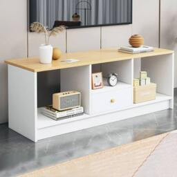 Ventryn 90cm Wooden TV Cabinet Stand with 3 Shelves in White