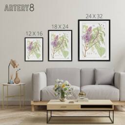 "Artery8 Lilac Flower Plant Framed Canvas Wall Art Print Vintage Floral Verneuil in White - Size: W12"" x H16""" - thumbnail 4