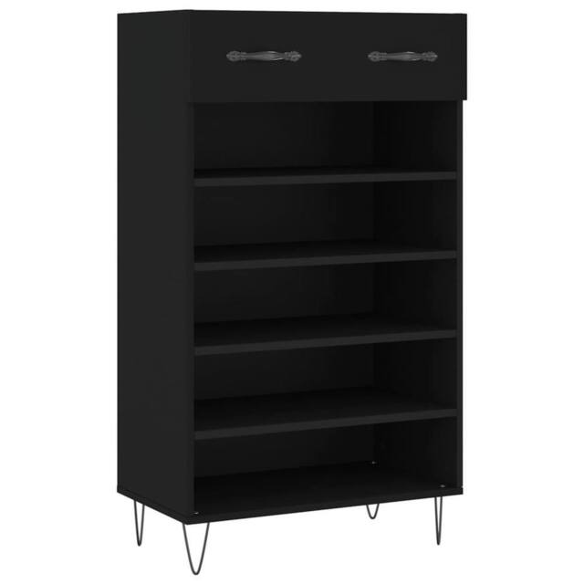 Berkfield Home Shoe Cabinet Black 60x35x105 cm Engineered Wood - Size: 60 x 35 x 105 cm - image 1