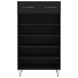 Berkfield Home Shoe Cabinet Black 60x35x105 cm Engineered Wood - Size: 60 x 35 x 105 cm - thumbnail 6