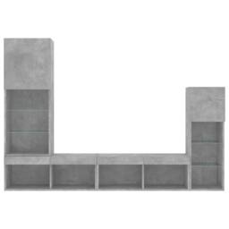 Berkfield Home 4 Piece TV Wall Units with LED Concrete Grey Engineered Wood - thumbnail 7