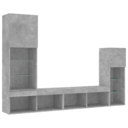 Berkfield Home 4 Piece TV Wall Units with LED Concrete Grey Engineered Wood - thumbnail 3