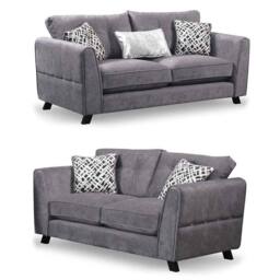 Furnishings For Less UK Ariana Grey 3 + 2 Seater Sofa Set with Tufted Back & Cushions - thumbnail 1