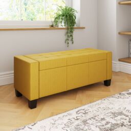 GFW Verona Crushed Velvet Storage Ottoman Bench in Mustard - thumbnail 4
