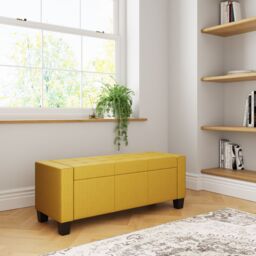 GFW Verona Crushed Velvet Storage Ottoman Bench in Mustard - thumbnail 2