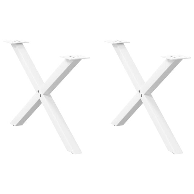 Berkfield Home Coffee Table Legs X-Shaped 2 pcs White 70x(42-43) cm Steel - image 1