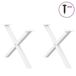 Berkfield Home Coffee Table Legs X-Shaped 2 pcs White 70x(42-43) cm Steel - thumbnail 3