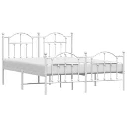 Berkfield Home Metal Bed Frame with Headboard & Footboard White 140x190 cm - thumbnail 4