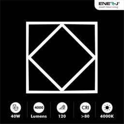 ENER-J Pack of 6 Double Square Borderline LED 60x60 40W 4000 Lumens 3 Years P in White - thumbnail 8
