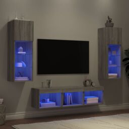 Berkfield Home 5 Piece TV Wall Units with LED Grey Sonoma Engineered Wood - thumbnail 1