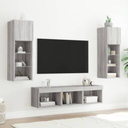 Berkfield Home 5 Piece TV Wall Units with LED Grey Sonoma Engineered Wood - thumbnail 3