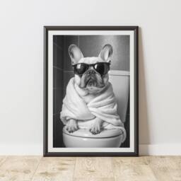 60 SECOND MAKEOVER French Bulldog On The Toilet Animal Print - Size: A4 - thumbnail 1