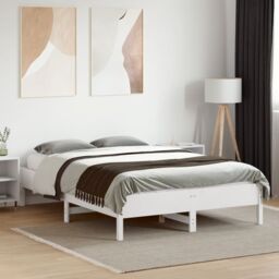 Berkfield Home Bed Frame without Mattress White 135x190 cm Double Solid Wood Pine - thumbnail 3