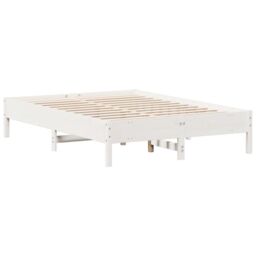 Berkfield Home Bed Frame without Mattress White 135x190 cm Double Solid Wood Pine - thumbnail 6