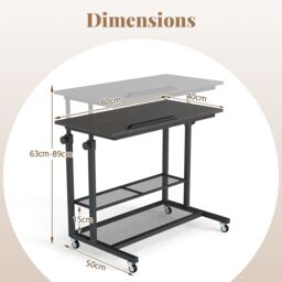 Costway Mobile Stand up Desk Height Adjustable Sit Stand Desk in Black - thumbnail 2