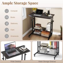 Costway Mobile Stand up Desk Height Adjustable Sit Stand Desk in Black - thumbnail 6