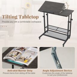 Costway Mobile Stand up Desk Height Adjustable Sit Stand Desk in Black - thumbnail 5