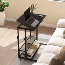 Costway Mobile Stand up Desk Height Adjustable Sit Stand Desk in Black - thumbnail 3