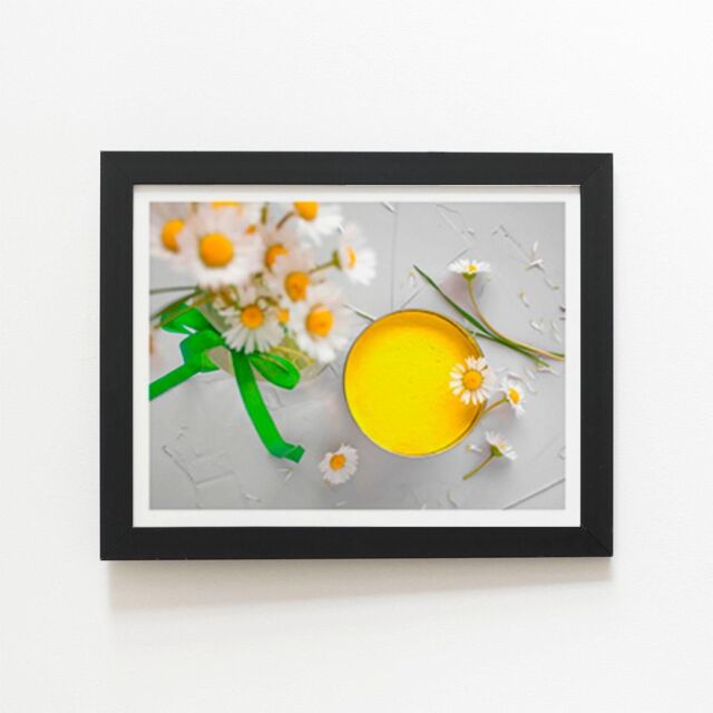 "Warren Reed - Designer Bright Yellow Framed Art Print in Black - Size: W8"" x H10""" - image 1