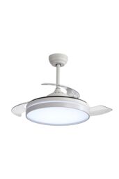 Living and Home Wireless Remote-Controlled Acrylic Ceiling Fan Light Featuring Retractable Blades in White - thumbnail 4
