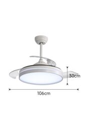 Living and Home Wireless Remote-Controlled Acrylic Ceiling Fan Light Featuring Retractable Blades in White - thumbnail 5