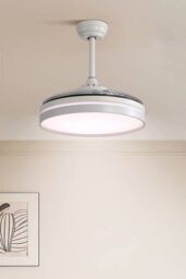 Living and Home Wireless Remote-Controlled Acrylic Ceiling Fan Light Featuring Retractable Blades in White - thumbnail 3