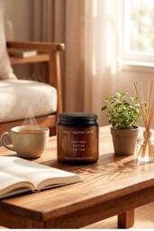 Garden Sanctuary Green Tea & Orange Blossom Soy Wax Scented Candle in Brown - thumbnail 2