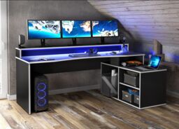 Furniture To Go Loadout Black Storage Gaming Desk 3 Shelves with Colour Changing LED - thumbnail 4
