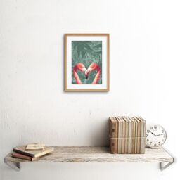 "Artery8 Wall Art Print Flamingo Jungle Love Framed in Beige - Size: W7"" x H9""" - thumbnail 2