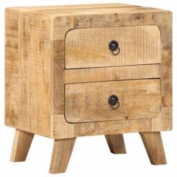 Berkfield Home Beautiful Bedside Cabinet 40x32x46 cm Solid Wood Rough Mango in Brown - Size: 40 x 32 x 46 cm - thumbnail 2