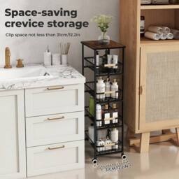 Levede Kitchen Organizer Cart Metal Storage Baskets Wheels Pull-Out Drawer in Black - thumbnail 6