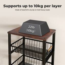 Levede Kitchen Organizer Cart Metal Storage Baskets Wheels Pull-Out Drawer in Black - thumbnail 4