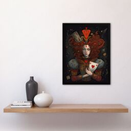 Artery8 Wall Art Print Alice In Wonderland Queen Of Hearts Whimsical Magical Adventure Painting Art Framed in Red - Size: A4 - thumbnail 4