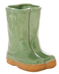 Dibor Small Sage Green Wellingtons Boots Ceramic Indoor Outdoor Flower Pot Garden Planter Pot H17 x W15cm - thumbnail 2