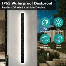 SPETLEK 100cm LED Wall Light Waterproof Outdoor Modern Long Strip Sconce in Black - thumbnail 5
