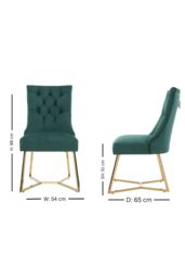 Life Interiors Single Ambra Modern Velvet Dining Chair with Gold Legs, Ring Handle & Tufted Back in Green - thumbnail 6
