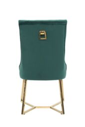 Life Interiors Single Ambra Modern Velvet Dining Chair with Gold Legs, Ring Handle & Tufted Back in Green - thumbnail 5