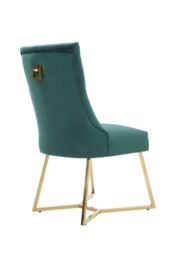 Life Interiors Single Ambra Modern Velvet Dining Chair with Gold Legs, Ring Handle & Tufted Back in Green - thumbnail 4