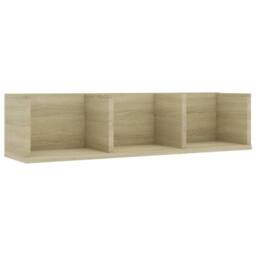 Berkfield Home CD Wall Shelf Sonoma Oak 75x18x18 cm Engineered Wood in Beige - Size: 75 x 18 x 18 cm
