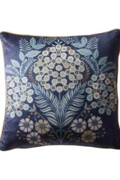 Appletree 'Evelina' Geometric Floral Velvet Filled Cushion in Navy - Size: 43 cm x 43 cm - thumbnail 3