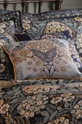 Appletree 'Evelina' Geometric Floral Velvet Filled Cushion in Navy - Size: 43 cm x 43 cm - thumbnail 1