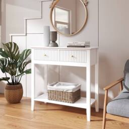 Melody Maison White 2 Drawer Console / Dressing Table - Hales White Range - thumbnail 4
