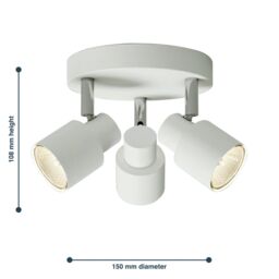 First Choice Lighting Set of 2 Irwin - White 3 Light IP44 Bathroom Round Spotlight Plates - thumbnail 6