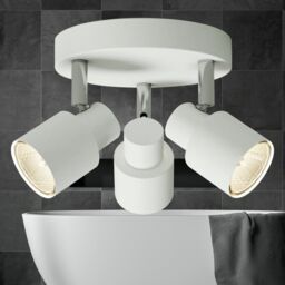 First Choice Lighting Set of 2 Irwin - White 3 Light IP44 Bathroom Round Spotlight Plates - thumbnail 4