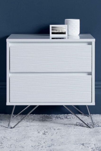 Time4sleep Fusion 2 Drawer White Bedside With Stainless Steel Feet - image 1