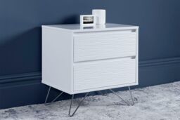 Time4sleep Fusion 2 Drawer White Bedside With Stainless Steel Feet - thumbnail 3