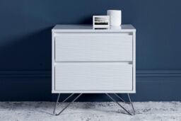Time4sleep Fusion 2 Drawer White Bedside With Stainless Steel Feet - thumbnail 2