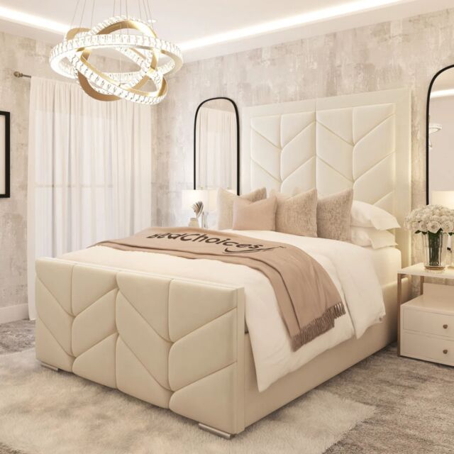 "Bed Choices Sydney Premium 70"" Upholstered Bed Frame & Chelsea Mattress in Cream - Size: Small Double" - image 1