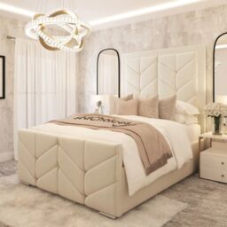 "Bed Choices Sydney Premium 70"" Upholstered Bed Frame & Chelsea Mattress in Cream - Size: Small Double" - thumbnail 1